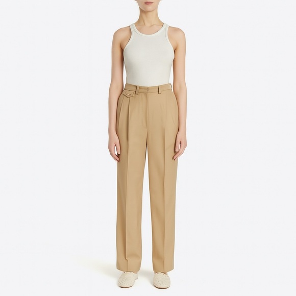 The Frankie Shop Butter Yellow high waisted Pleated Trouser Size XS EUC - Picture 1 of 14